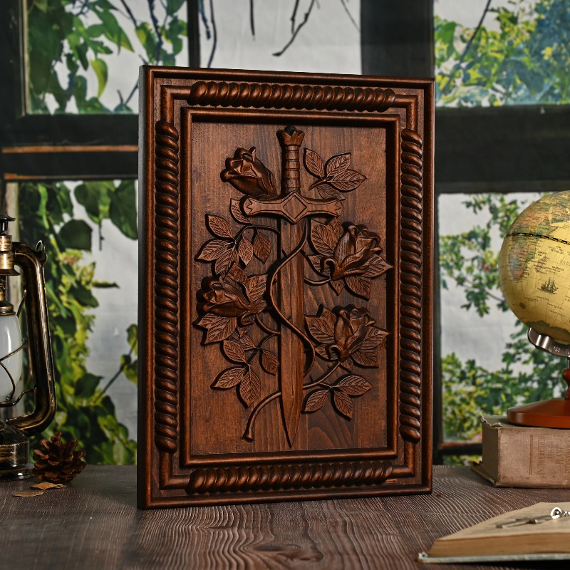 Home Decor Frames - Vintage Masif Ahşap Oymalı Gül ve