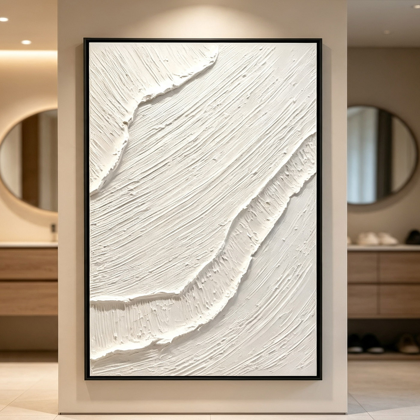 Home Decor Frames - El Boyaması Beyaz 3D Kalın Dokulu