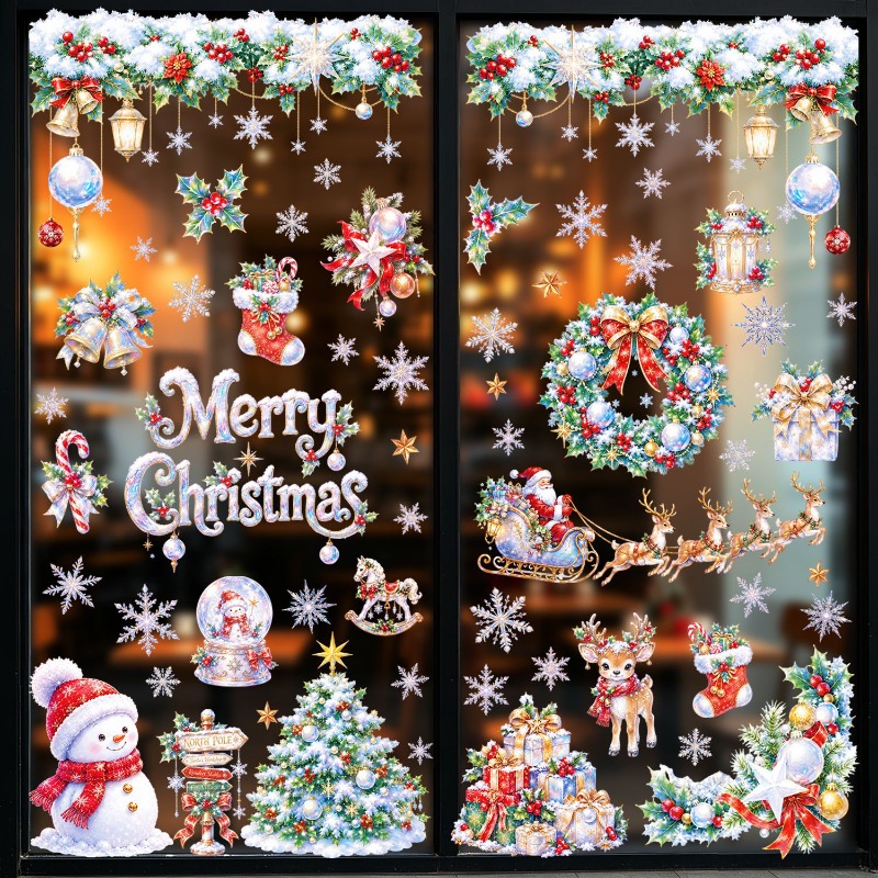 X Home Decor - 9 Adet Noel Statik Pencere Çıkartması