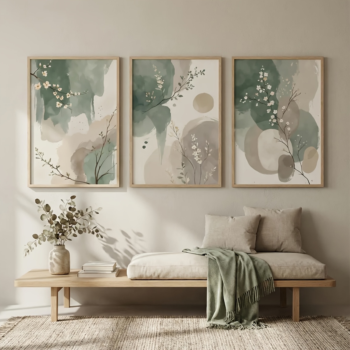 Home Decor Design Interior - 3 adet Japon Tarzı Bitki Tuval
