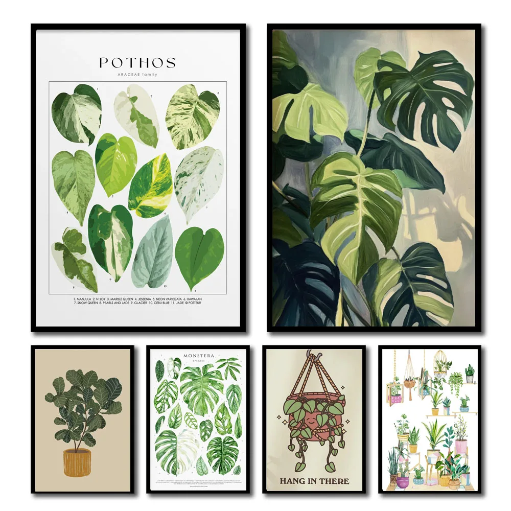 Home Decor Design Interior - 1 adet Modern Houseplants Yapraklar Kanvas