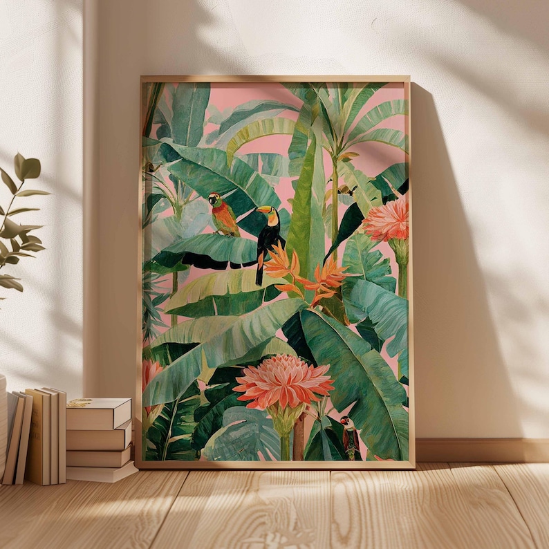 Home Decor Design Interior - 1 adet Retro Tropikal Kanvas Poster,