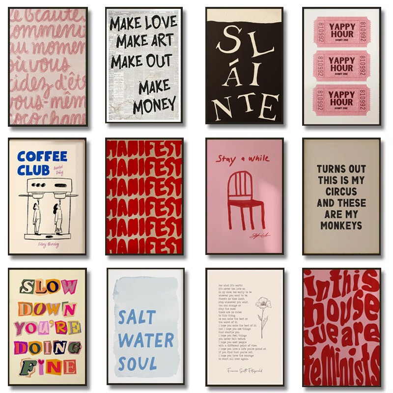 Home Decor Aesthetic Pinterest - 1 adet Basit Trendy Metin Baskı