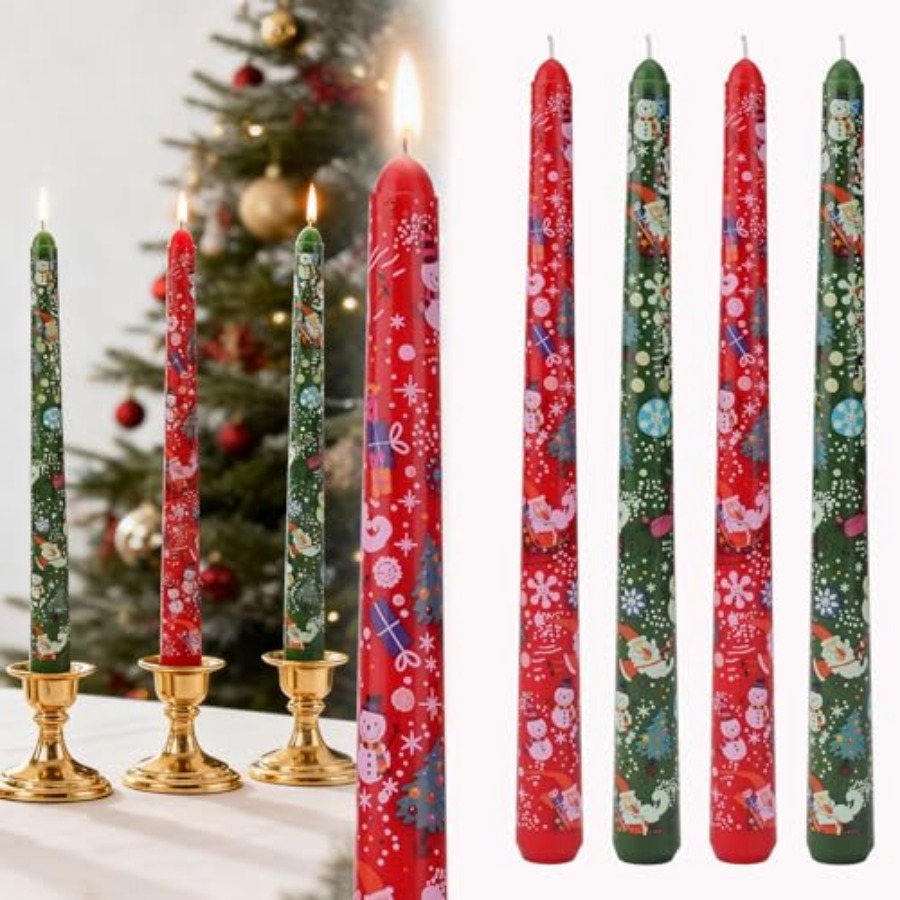 Home Decor Xmas - Noel Konik Mumlukları ve Uzun Bantlı