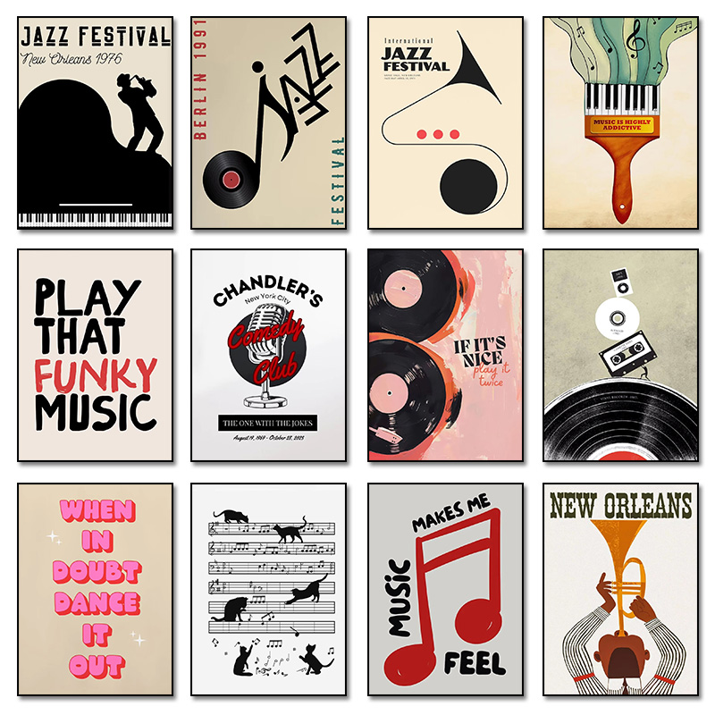 Home Decor Aesthetic Pinterest - Soyut Caz Festivali Kayıt Makinesi Müzik