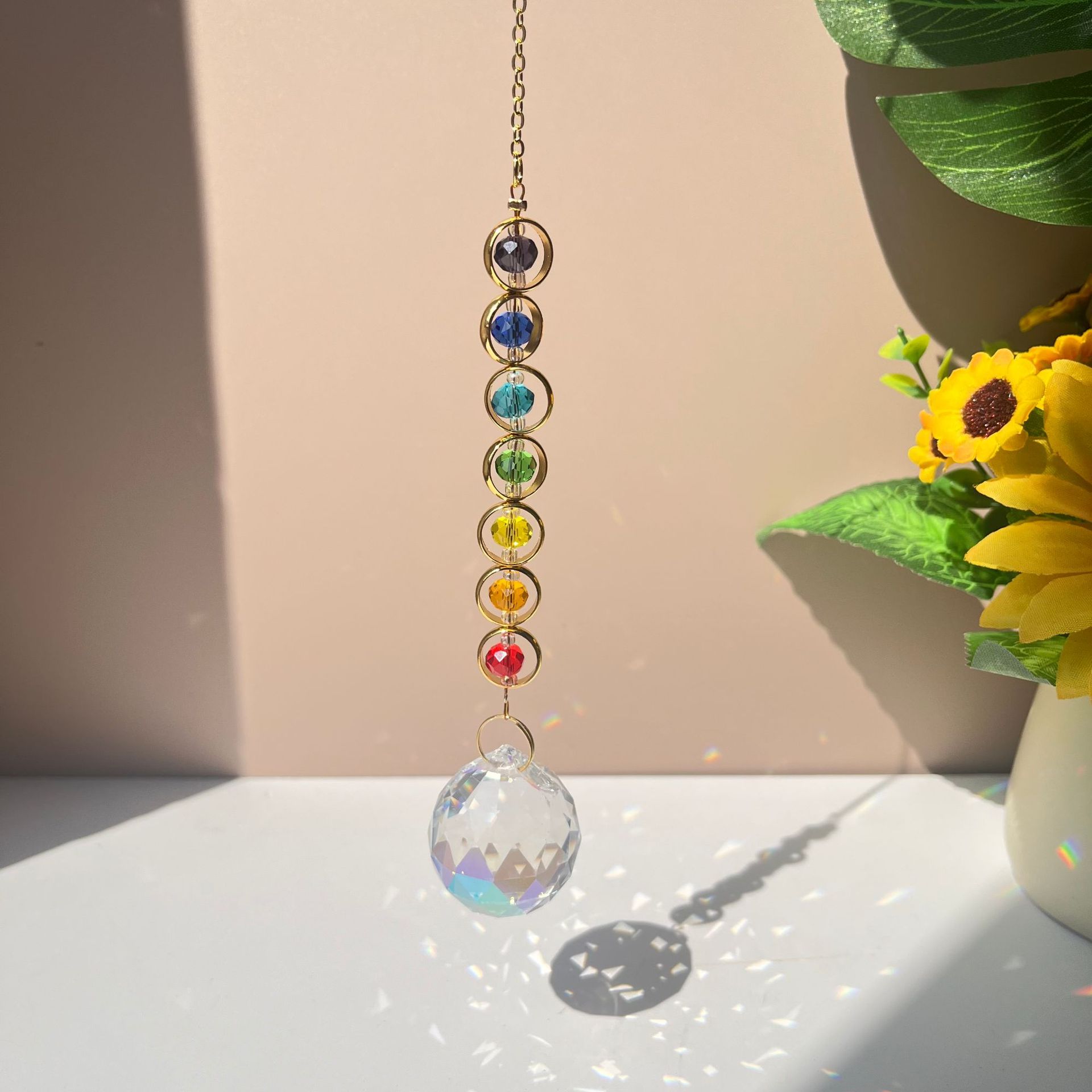 Crystal Sun Catcher - 1 adet kristal cam Suncatcher cep