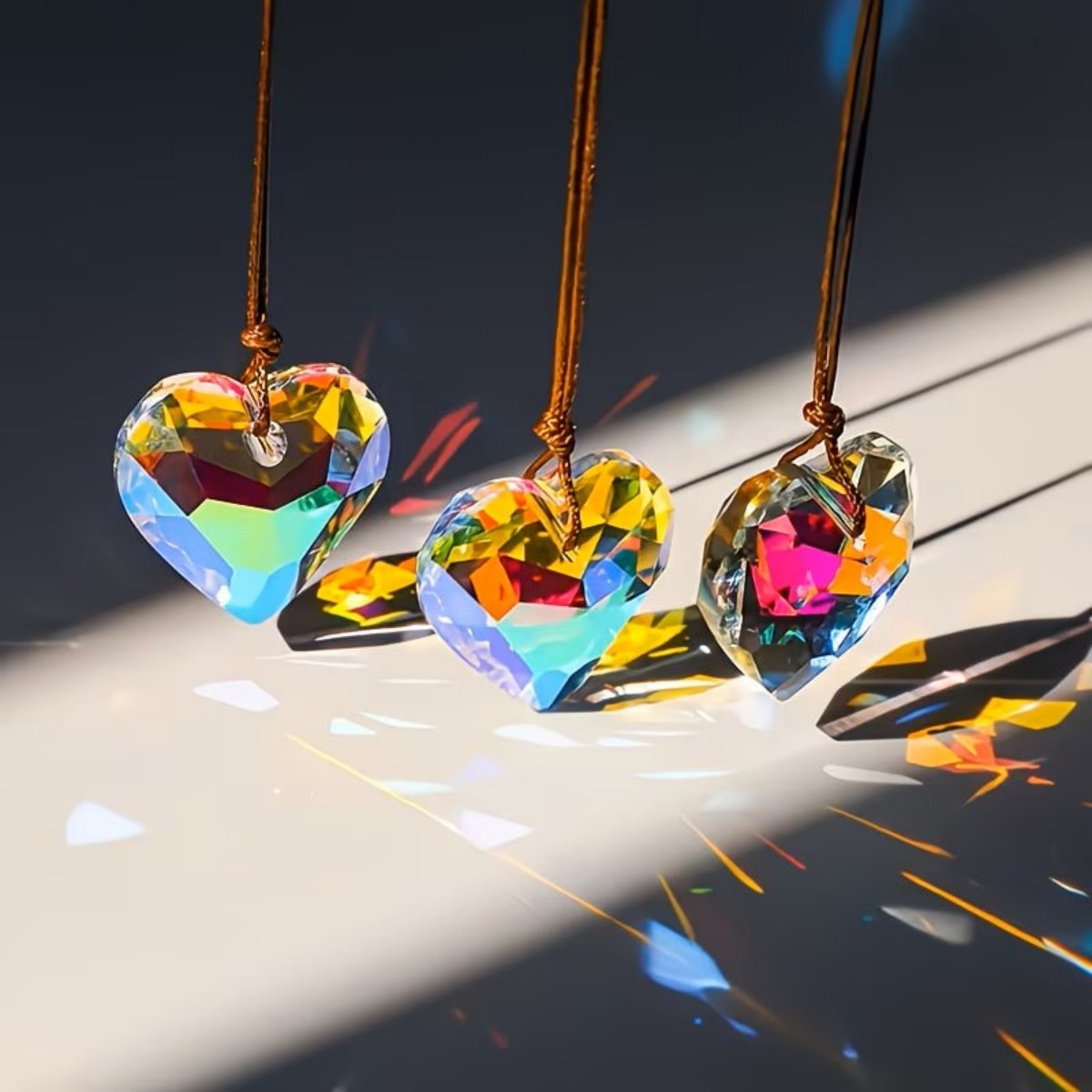 Crystal Sun Catcher - 1 adet 30mm Kalp Şeklinde Güneş