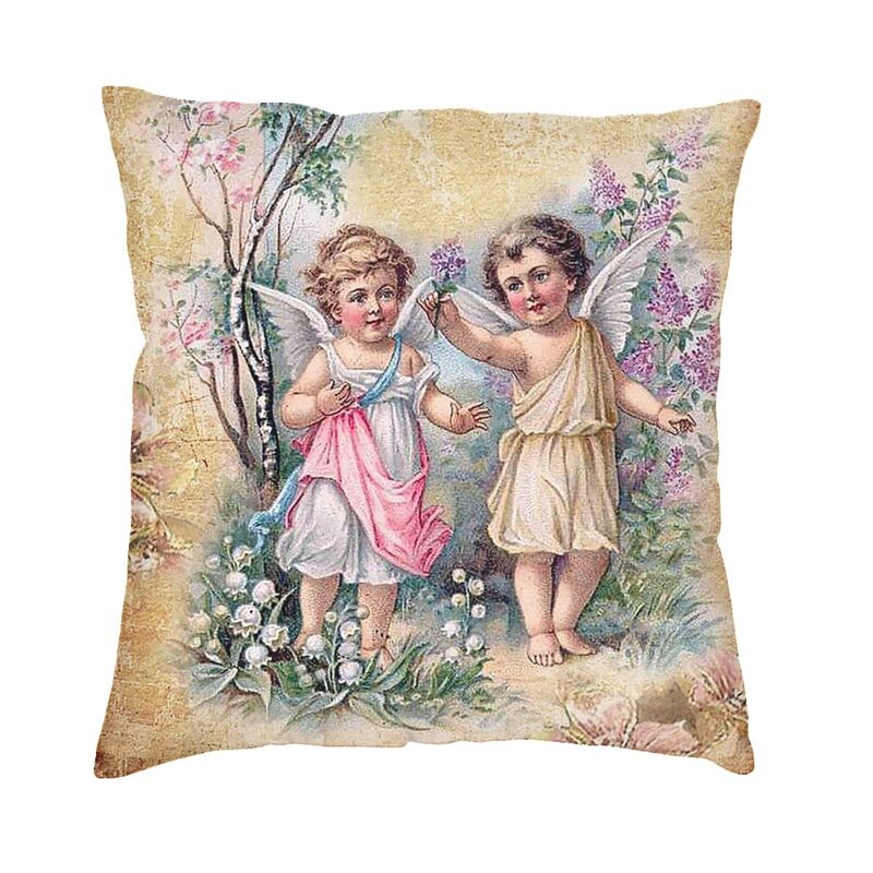 Victory Home Decor - Viktorya dönemi melek kare yastık örtüsü