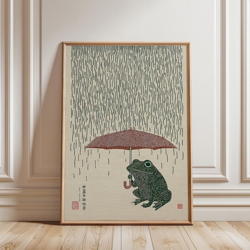 Home Decor Essentials - Japon Kurbağa Şemsiye Posteri, Sanatsal Baskı