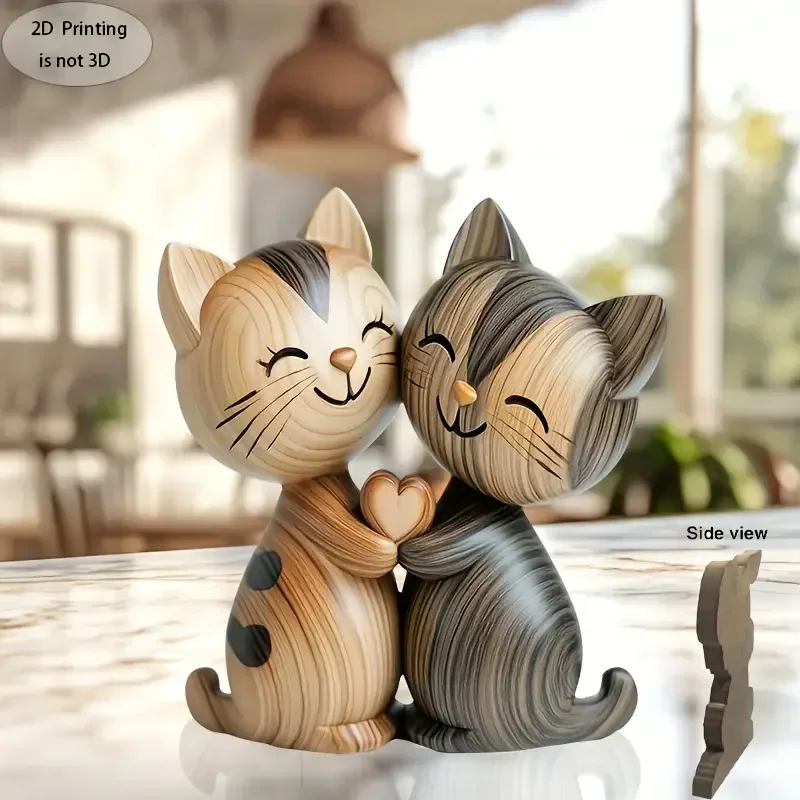 Home Decor Enthusiast - 2D Düz Kedi Ahşap Yavru Köpek
