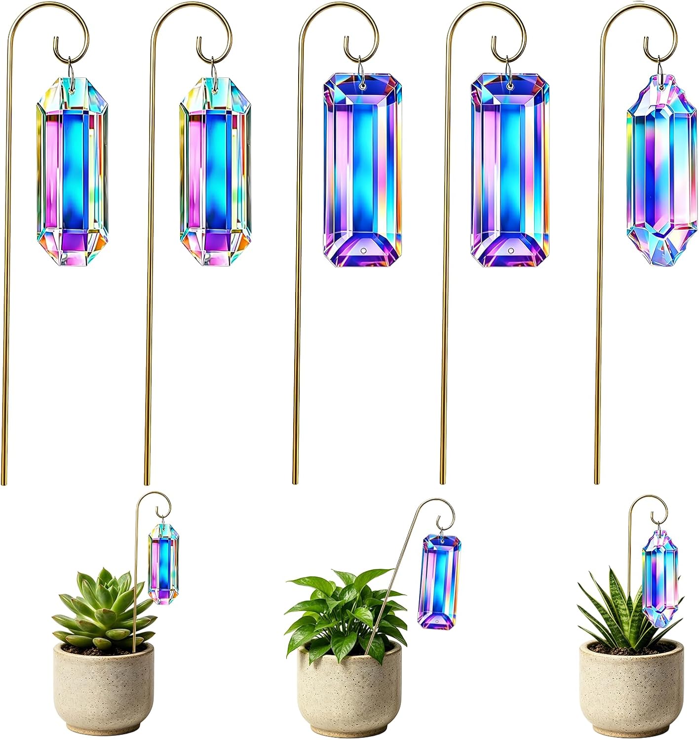 Crystal Sun Catcher - 5 adet kristal Suncatcher bitki kazıkları