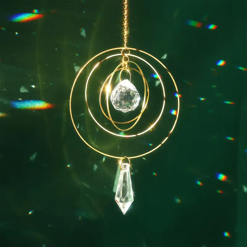 Crystal Sun Catcher - 1 adet Dört Yuvarlak Kristal Bahçe