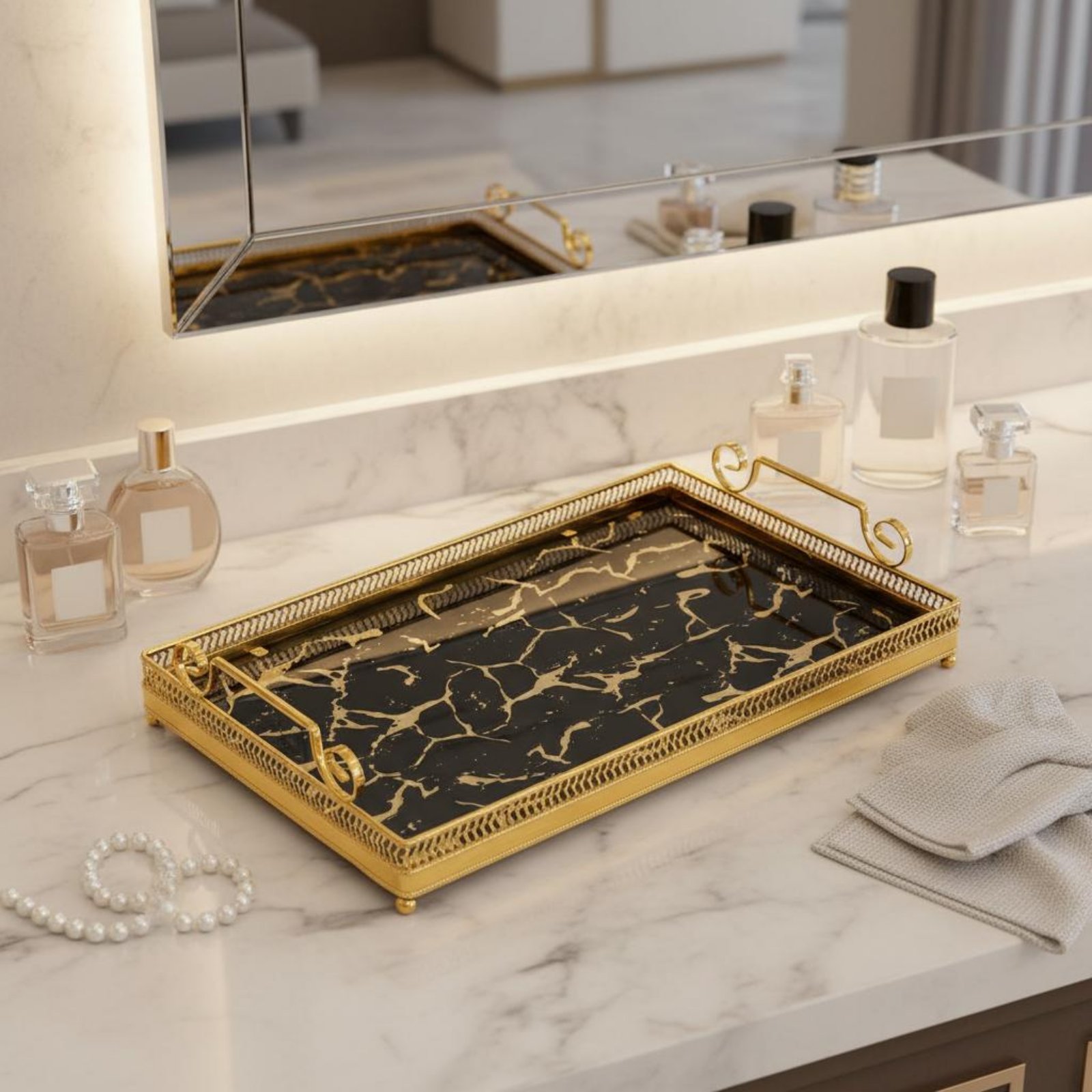 Vanity Home Decor - Dekoratif Ayna Tepsisi İskandinav Tasarımı Ayna