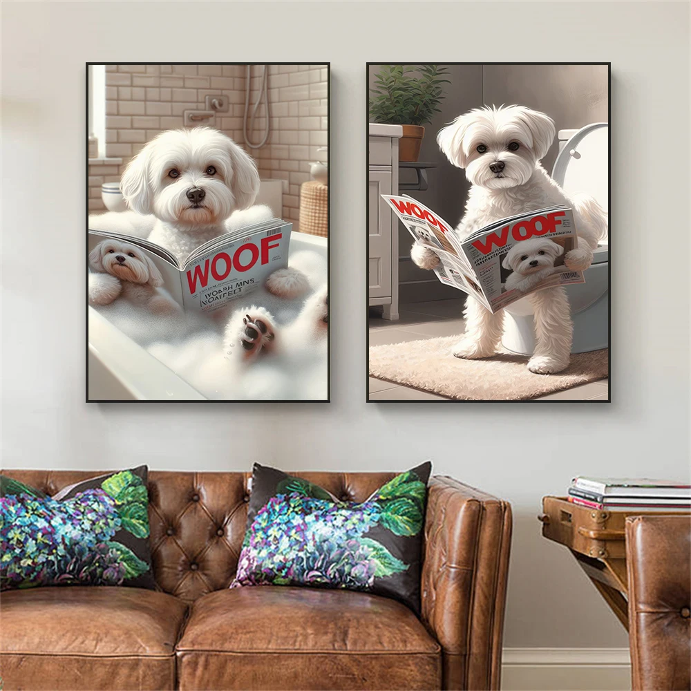 Home Decor Magazine - Komik Banyo Malta Köpeği Tuvalet Görünümlü