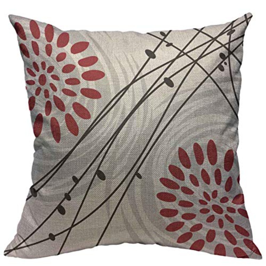 X Home Decor - Yastık Kılıfları Siyah Kalın Kırmızı Çiçek