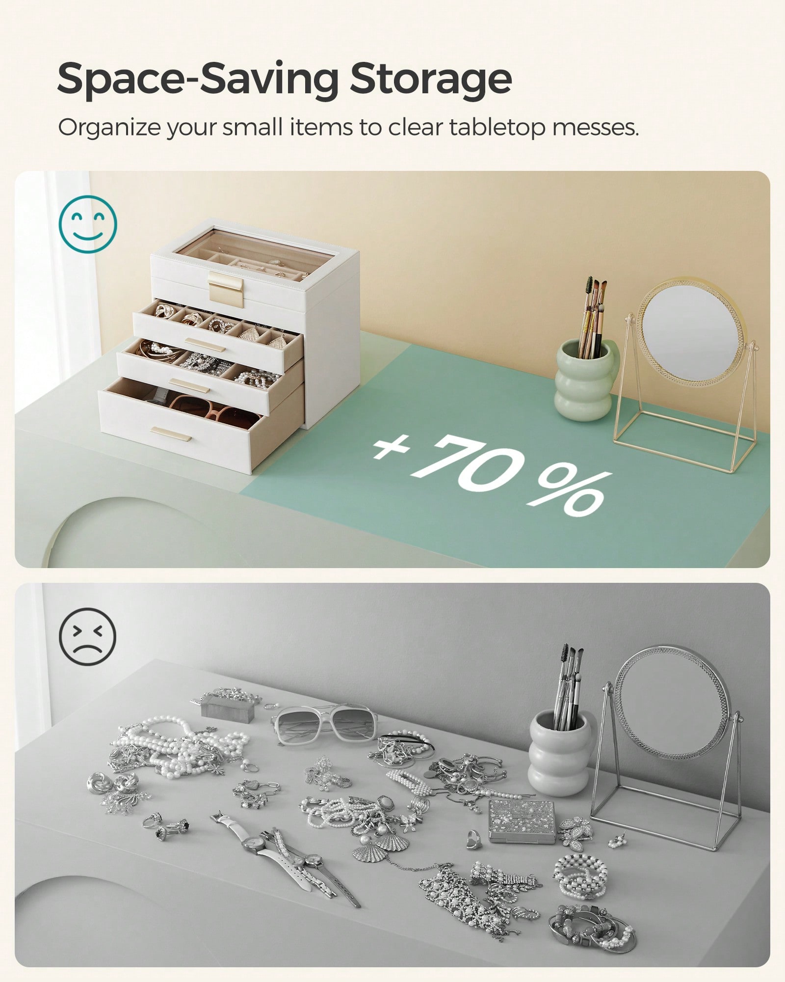 4 Katlı Cam Kapaklı ve 3 Çekme - Vanity Home Decor incelemesi ve fiyatı