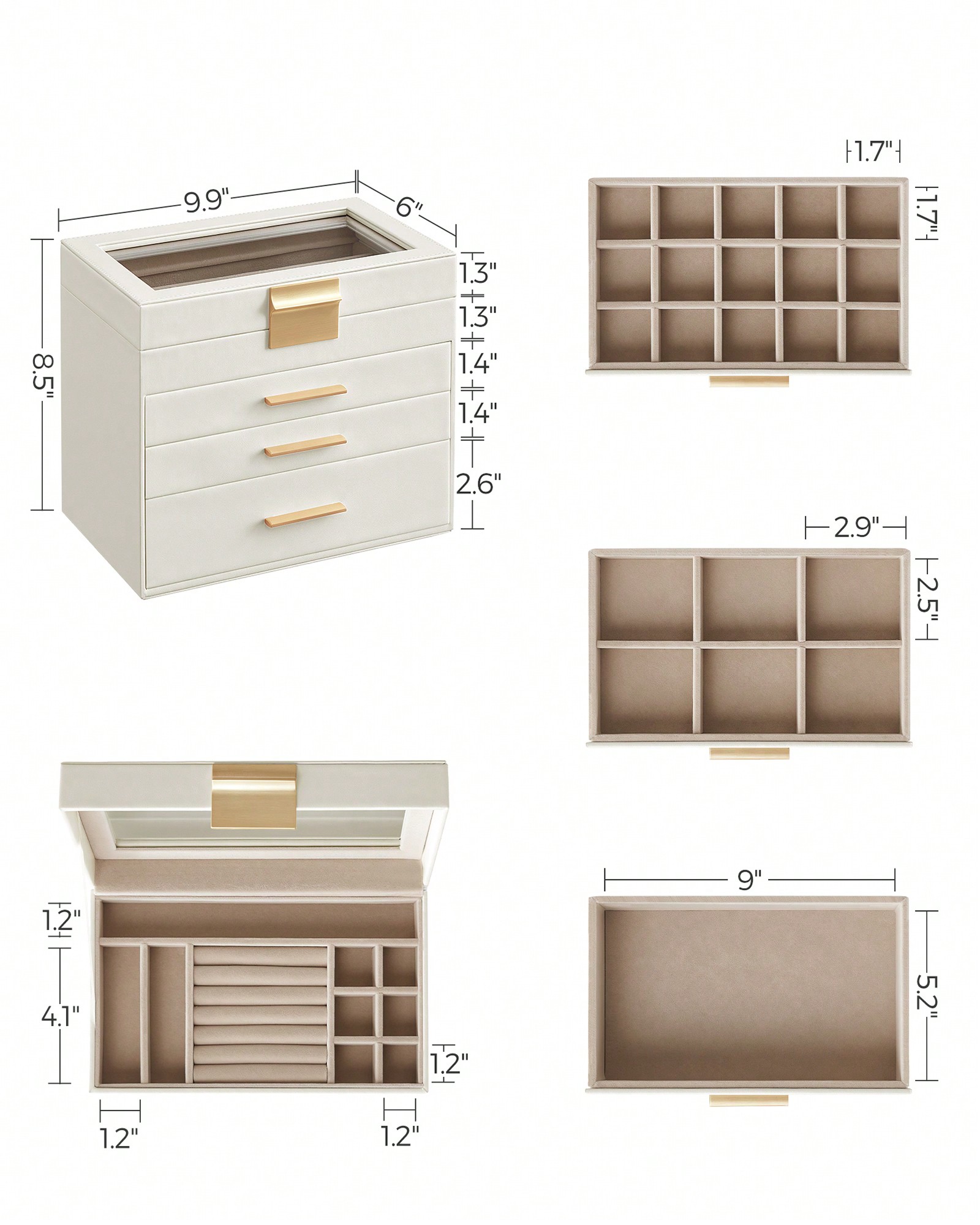 4 Katlı Cam Kapaklı ve 3 Çekme - Vanity Home Decor incelemesi ve fiyatı